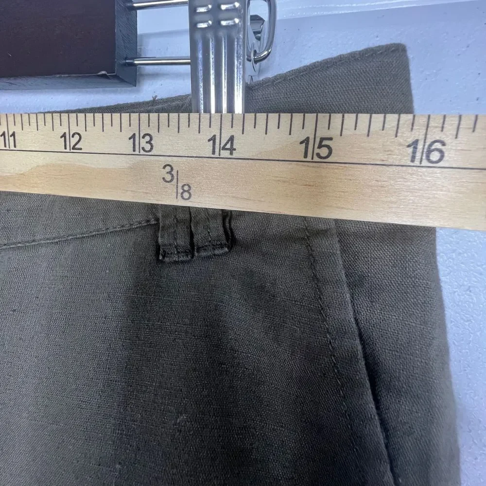Mango MNG Casual Sportswear Cotton Linen Collection Olive Green‎ Pant Size 6